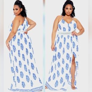 New HOLY SLIT Women's FASHION NOVA Maxi Dress GARDEN Party SUMMER Size 2XL NWT